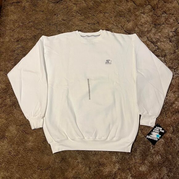 Vintage 90s Starter Blank Crewneck Sweatshirt Mens White Fleece XXLarge NWT - Picture 1 of 7